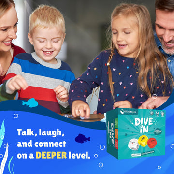 ThinkPsych Dive in - SEL Conversation Dice Game with 400+ Topics | Therapy Games for Kids & Teens | Social Emotional Learning for Home & School | Play