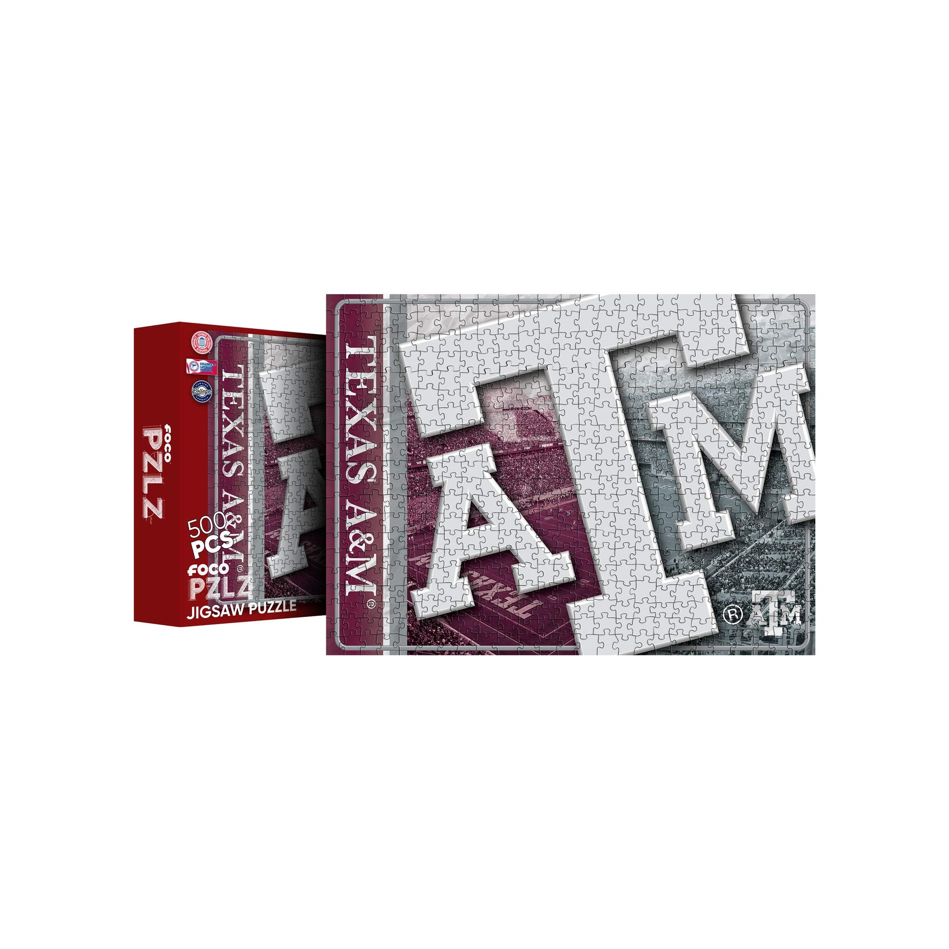 FOCO NCAA Texas A&M Aggies NCAA Big Logo 500 Piece Jigsaw PZLZ