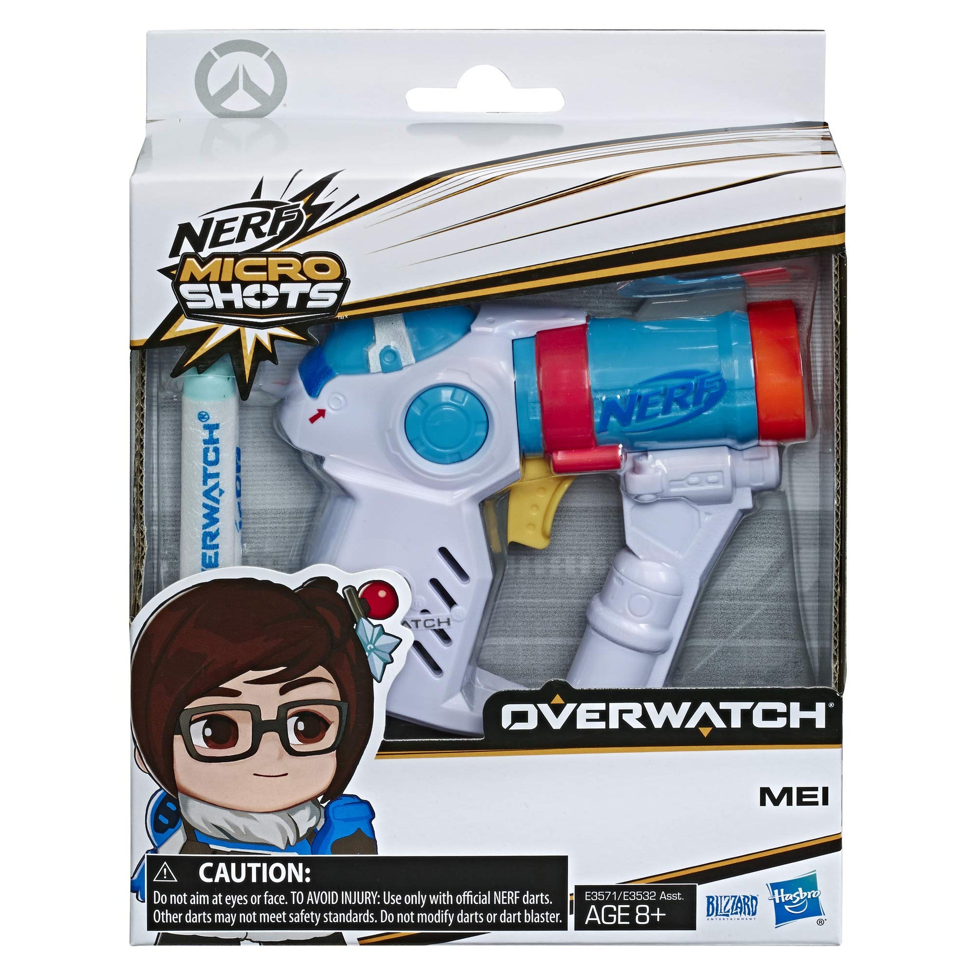 Nerf Microshots Overwatch Mei Blaster - Includes 2 Official Elite Darts - for Kids, Teens, Adults