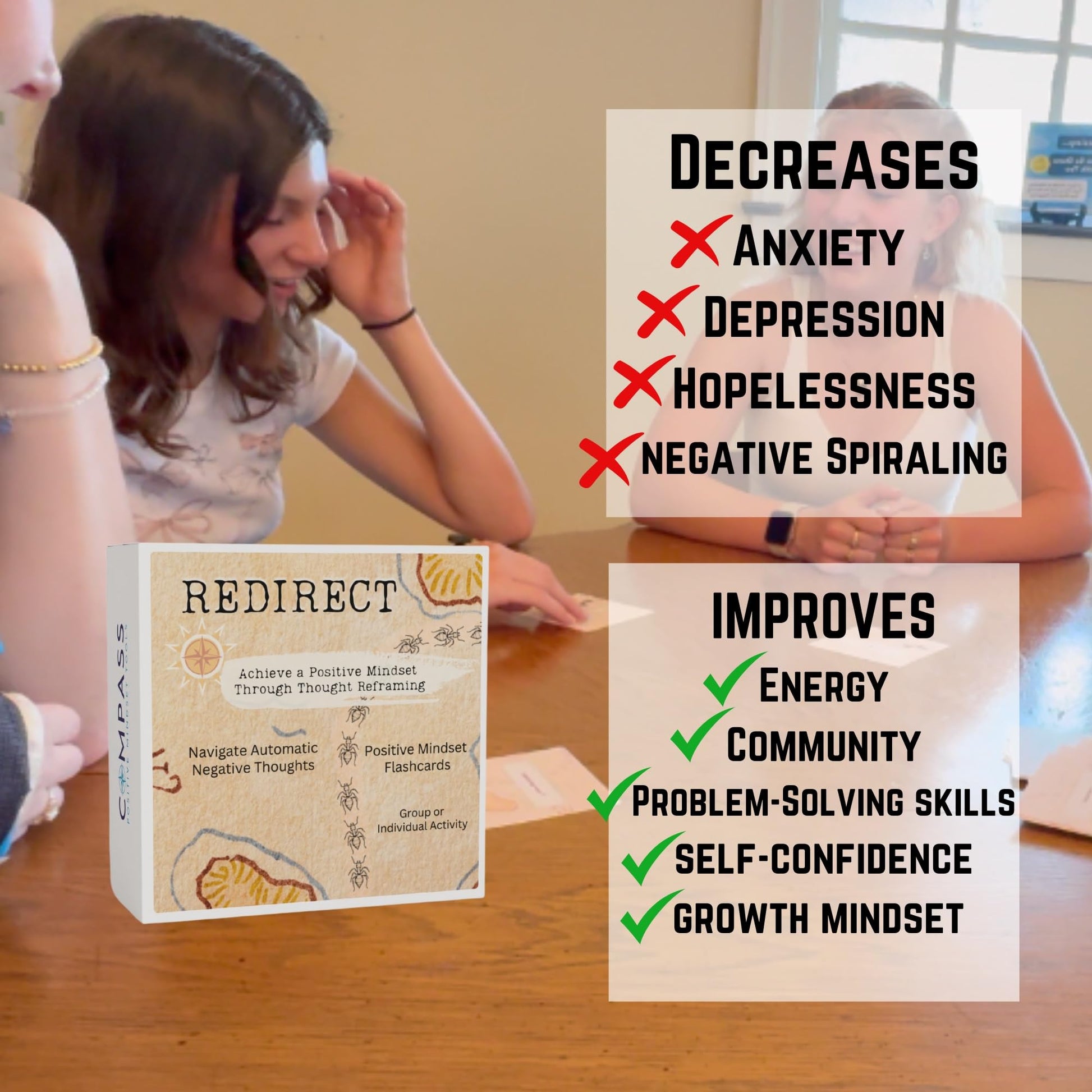 Redirect Flashcards - Challenge Negative Thinking | Transform Automatic Negative Thoughts (Ants) to Positive Affirmations | Used for Personal Growth