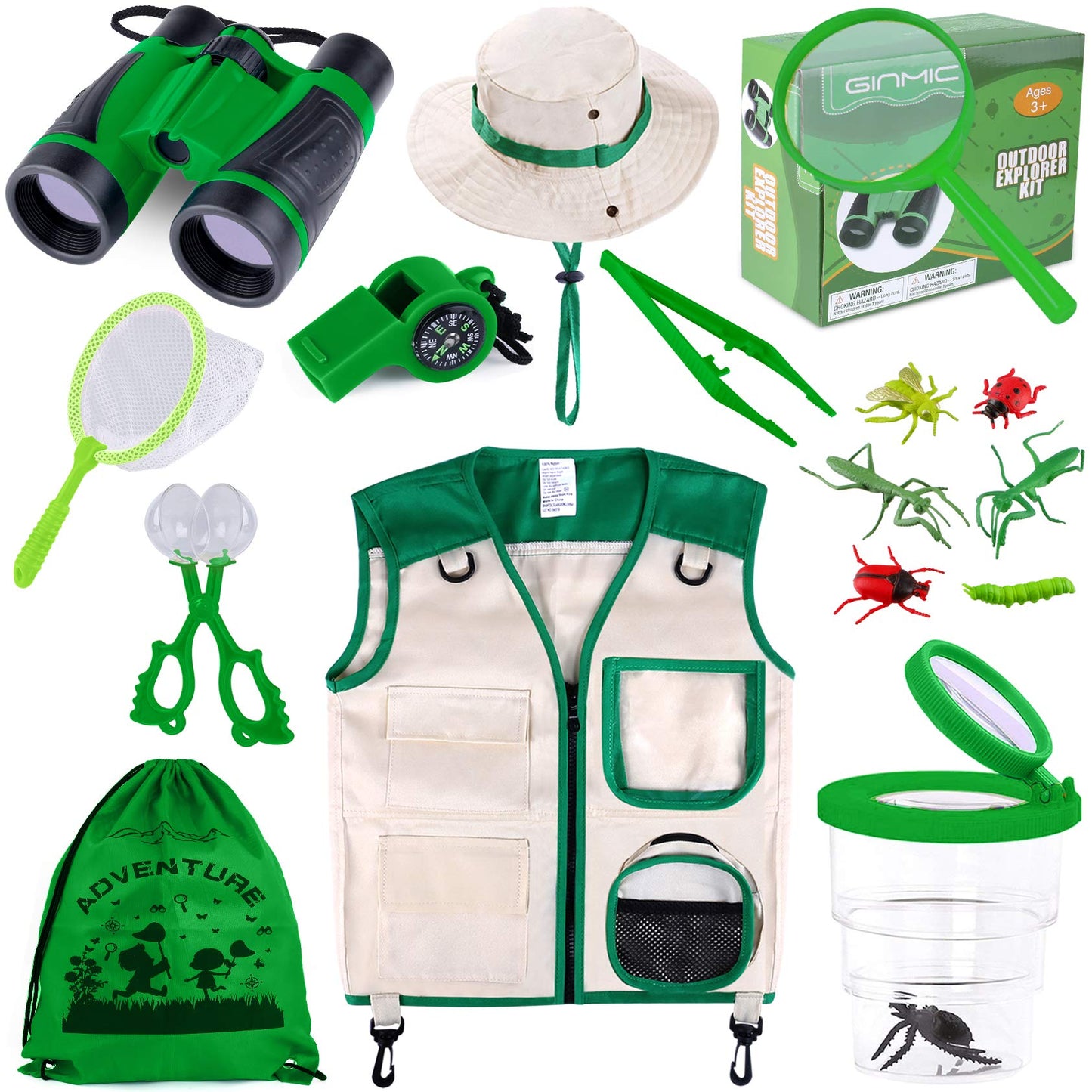 Kids Explorer Kit - Bug Catcher with Binoculars & Safari Costume Vest