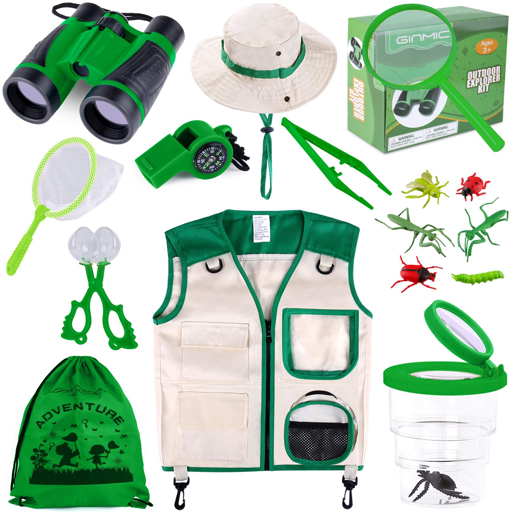 Kids Explorer Kit - Bug Catcher with Binoculars & Safari Costume Vest