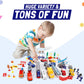 57 PCS Commercial Airport Playset with Airplane Toys, Play Vehicles, Fire Trucks, Police Cars & Figures, and Accessories in Storage Bucket for Kids