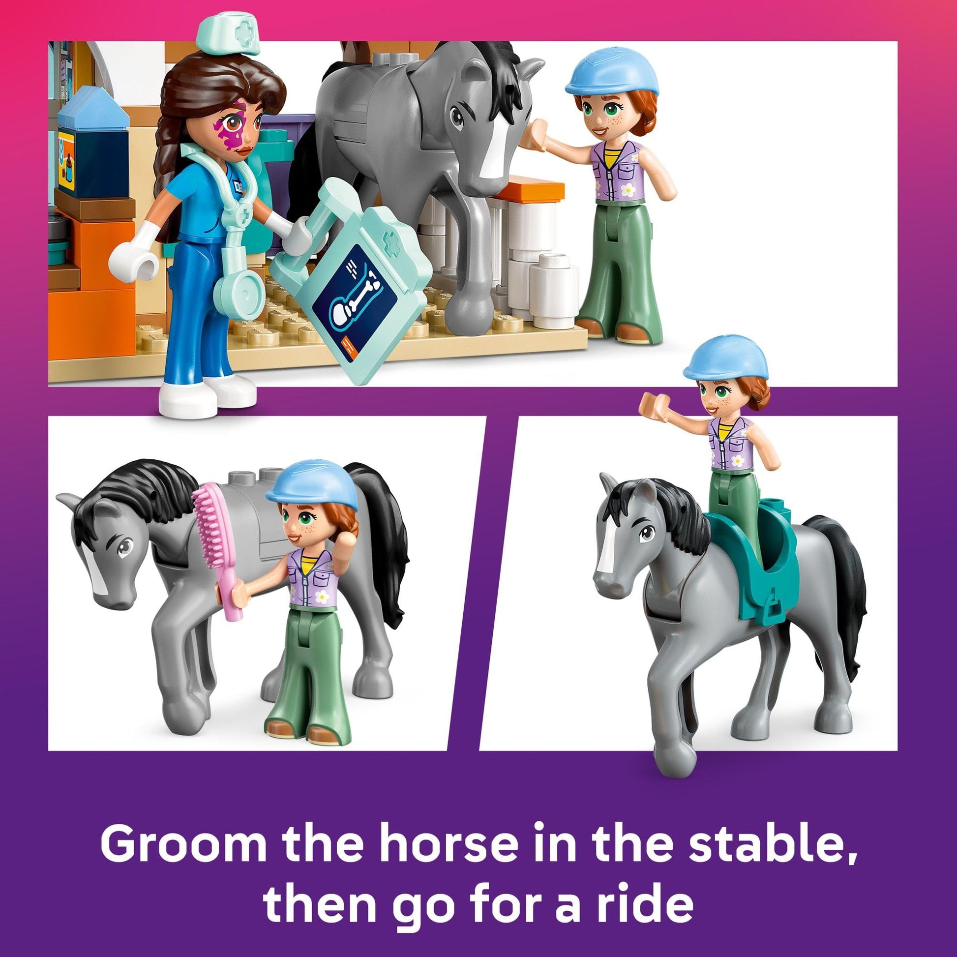 LEGO Friends Horse and Pet Vet Clinic -Veterinarian Playset for Kids, Girls and Boys, Ages 7+ - Toy Building Set for Pretend Play with 3 Minidolls