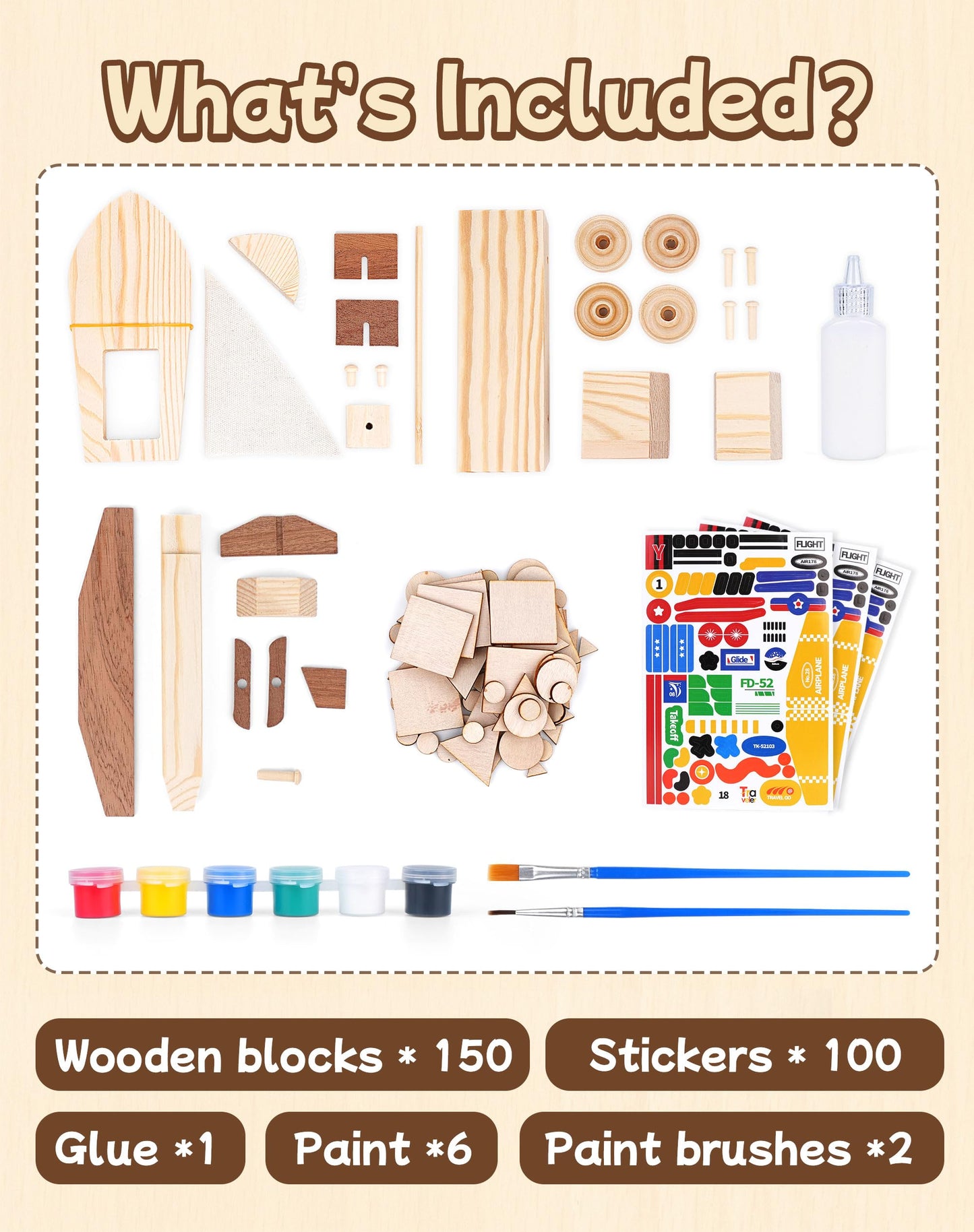 Wooden Build Paint Art Crafts Kit 3 Pack, Make Your Own Car Boat & Plane DIY Craft Toys for Kids Boys, STEM Educational Toy Set for Kids Ages 4-8