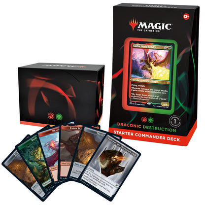 Magic: The Gathering Starter Commander Deck - Draconic Destruction (Red-Green) | Ready-to-Play Deck for Beginners and Fans | Ages 13+ | Collectible