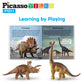 PicassoTiles Dinosaur Play Mat Toys 32pc Dino Playset STEM Activity Learning Kit STEAM Toy with Educational Book, 21 Action Figures T-Rex,