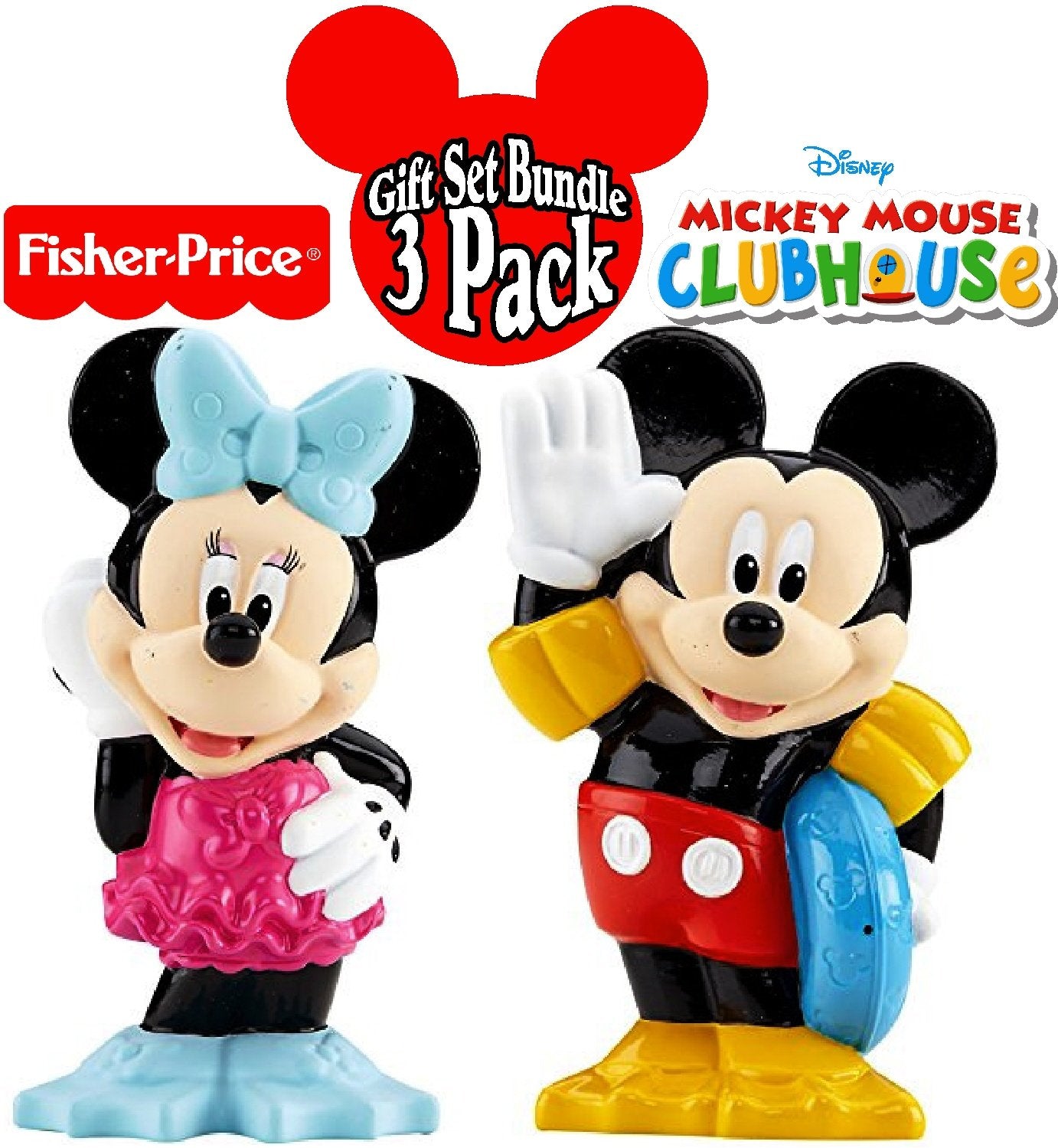 Fisher-Price Disney Mickey Mouse Clubhouse Bath Squirters Mickey & Minnie Gift Set Bundle - 2 Pack