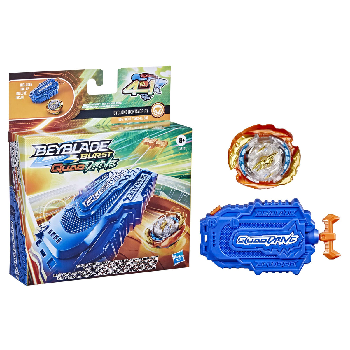 Beyblade Burst QuadDrive Cyclone Fury String Launcher Set - Battle Game Set with String Launcher and Right-Spin Battling Top Toy