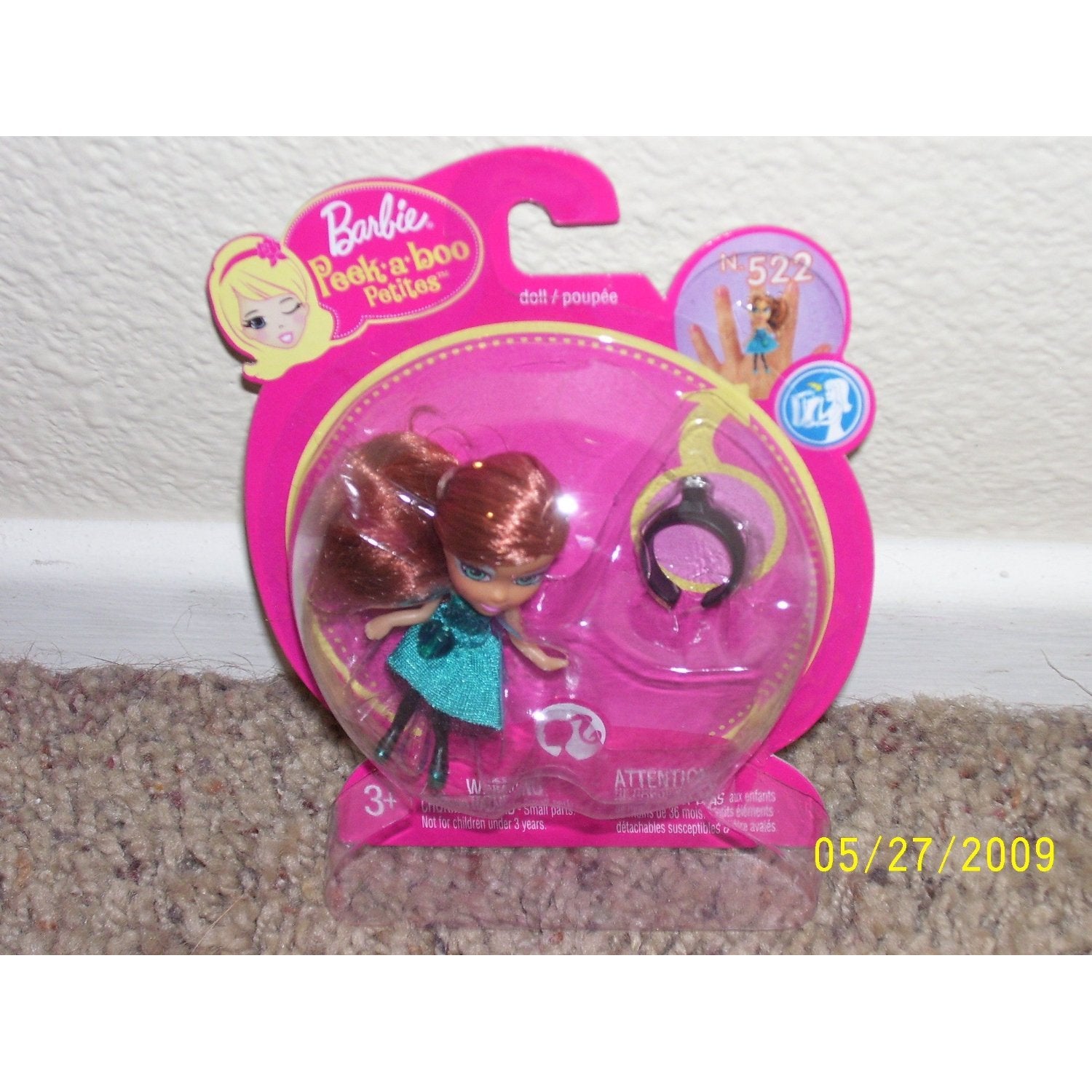 Barbie Peek a Boo Petites Ring Doll #522 Teal Princess Dress Manufactured in 2008