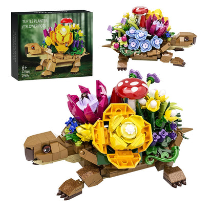 Sea Turtle Succulent Planter Building Set, Compatible with Lego Turtle Flowers Pot Building Kit, Animals Botanical Collection Blocks Toys, for 6+