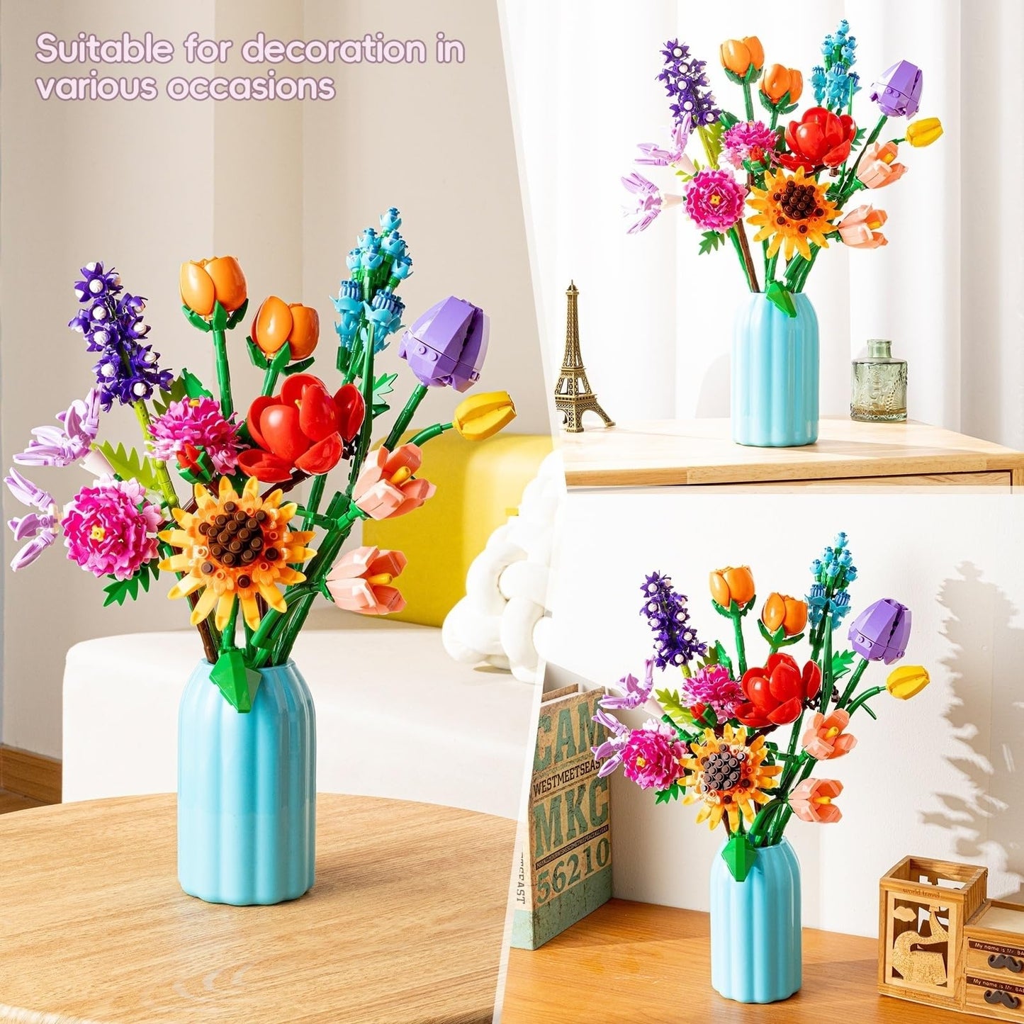 Sawaruita Flowers Bouquet Botanicals Building Blocks Set for Adult Women