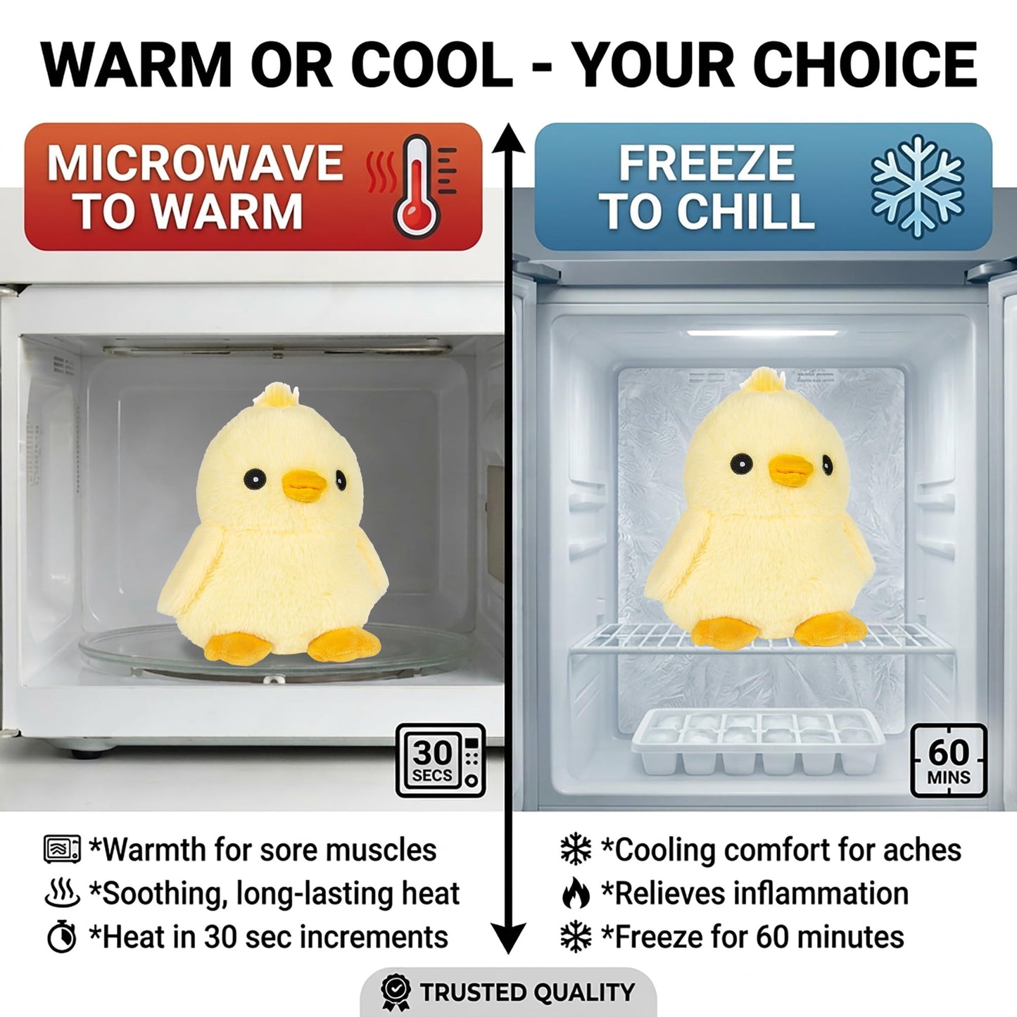 Cheerful Chick Microwavable Easter Stuffed Animal, Weighted Heatable and Coolable Lavender Scented Plush for Kids and Adults, 1.5 lb, Warm Pals