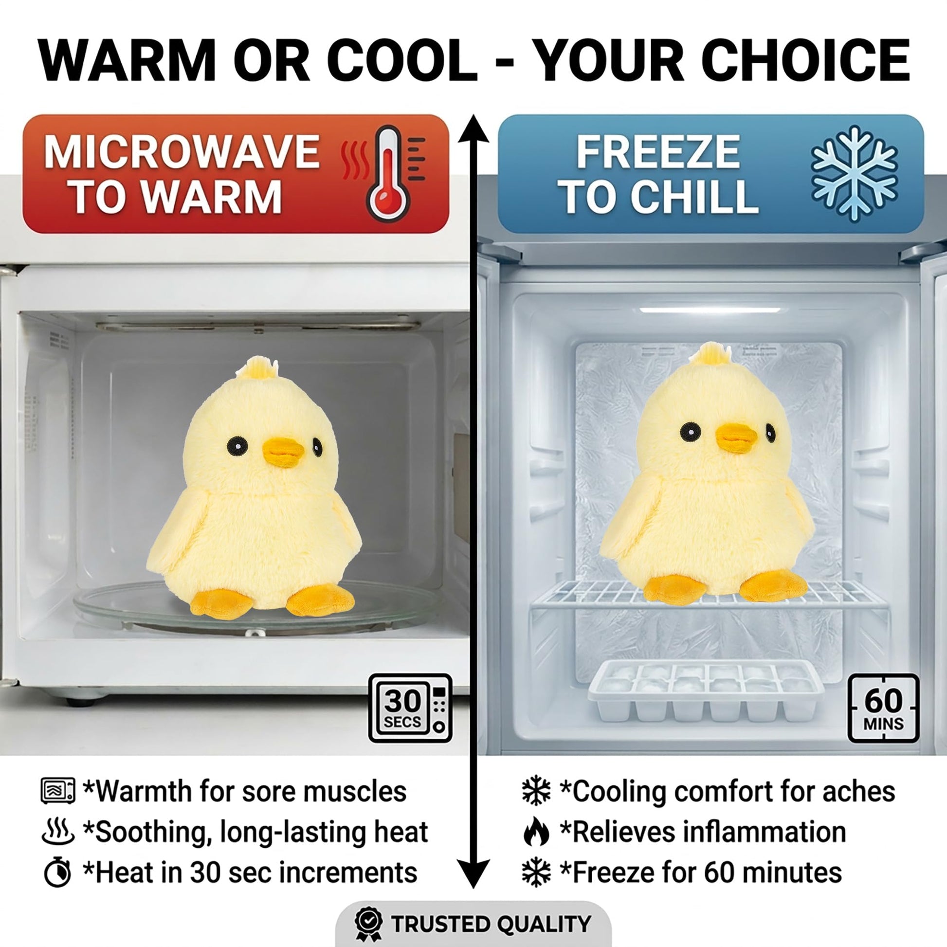Cheerful Chick Microwavable Easter Stuffed Animal, Weighted Heatable and Coolable Lavender Scented Plush for Kids and Adults, 1.5 lb, Warm Pals