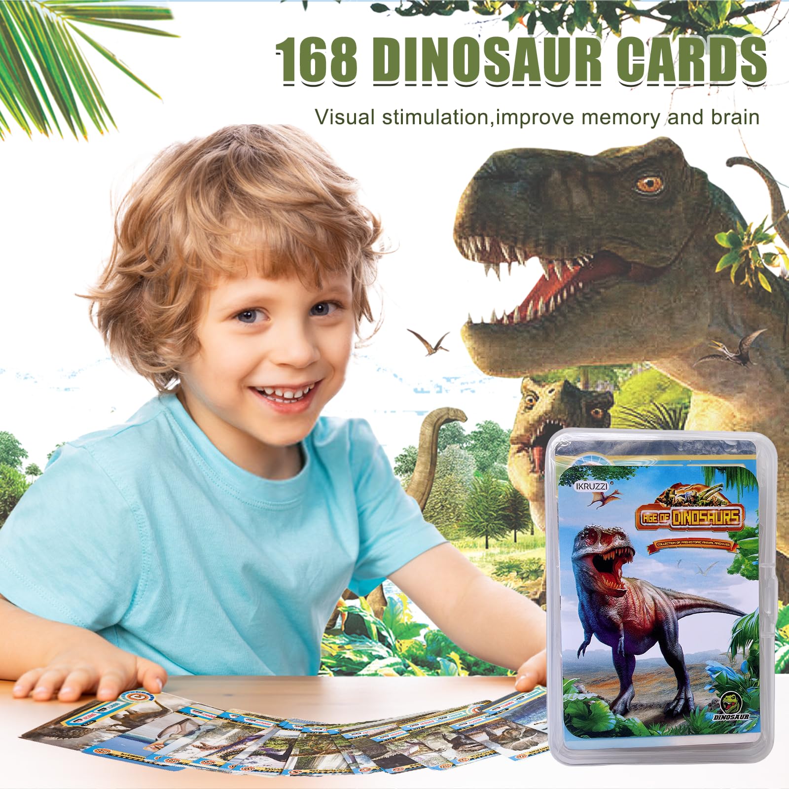 Dinosaur Flash Cards, 42 PCS Collectible Dinosaur Trading Cards for Kids, Prehistoric Animals Educational Learning