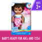 BABY ALIVE READY FOR SCHOOL BABY: Baby Doll with Black Curly Hair, School-Themed Dress, Doll Accessories Include Notebook & Brush, Doll For 3-Year-Old