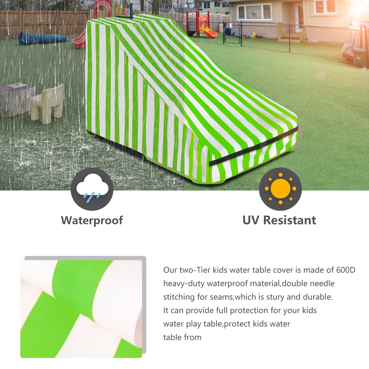 Kids Water Table Cover for Waterpark Wonders Two-Tier Water Table,Heavy Duty 600D Waterproof Waterproof and Dustproof Toddler Water Play Table
