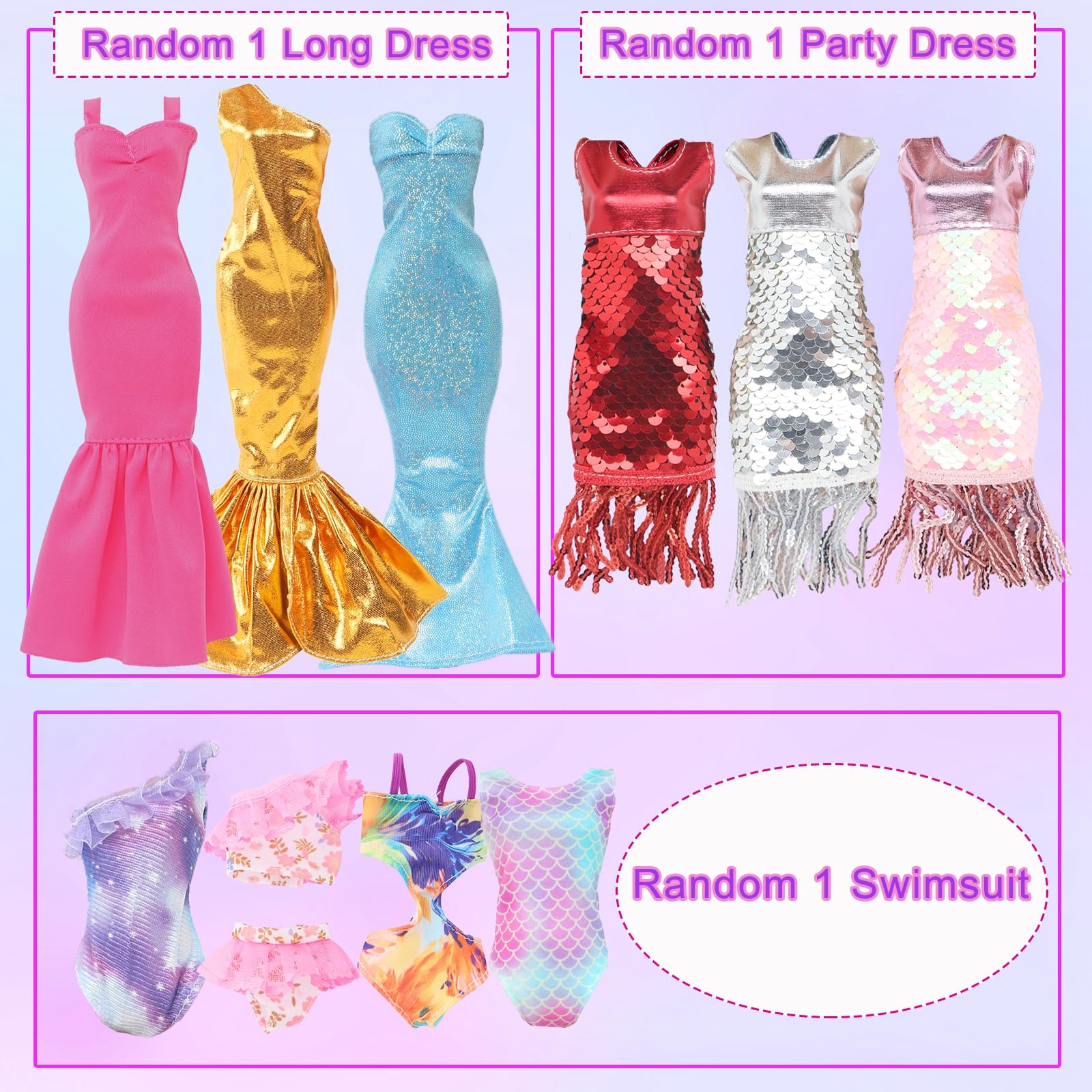 34Pcs Fashion Doll Clothes Sets for 11.5 inch Girl Doll, 4 Casual Dresses