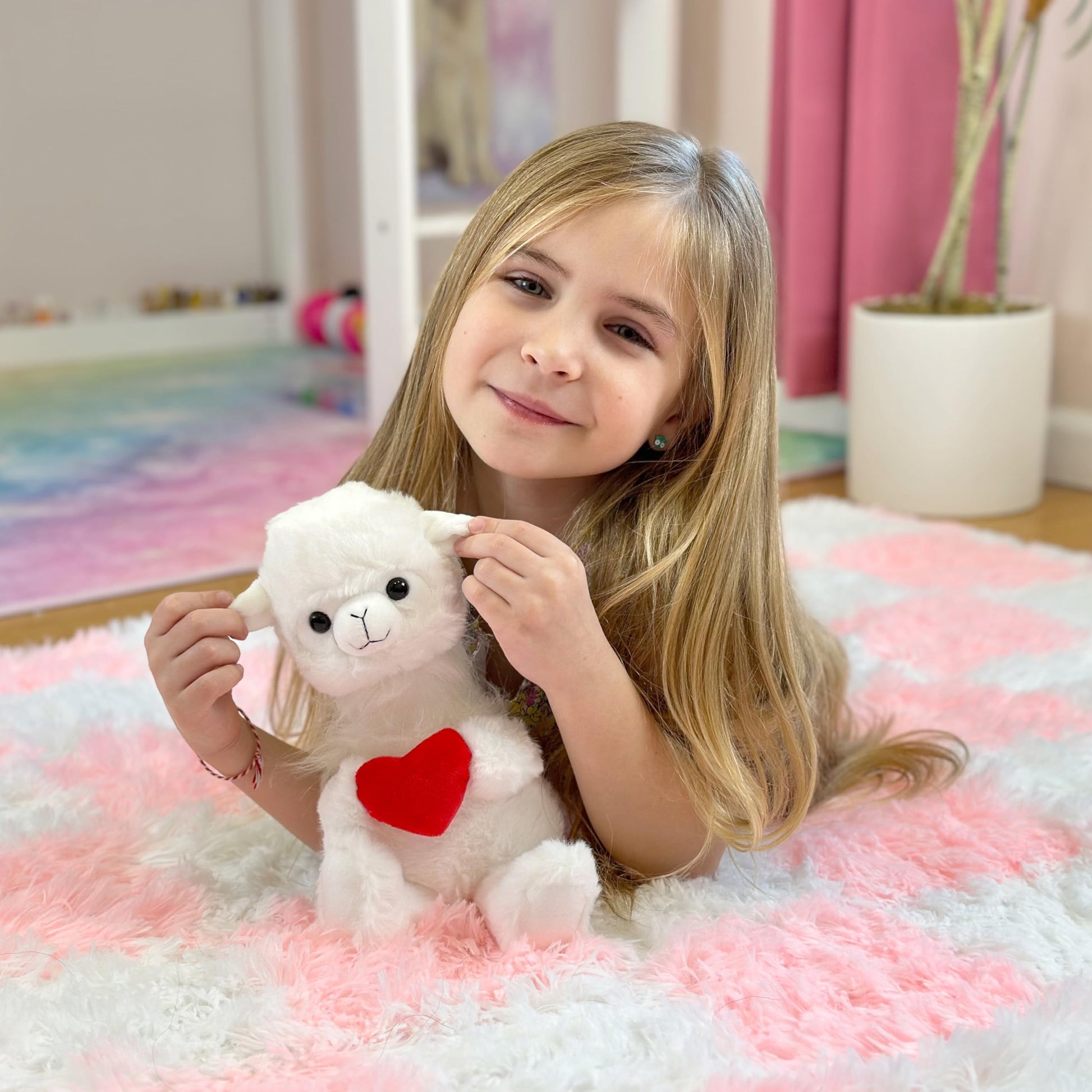 Laila and Lainey Valentine's Day Stuffed Animal - Llama Stuffed Animal, Llama Plush, 8.5 Inches Tall, Valentines Heart Plushies
