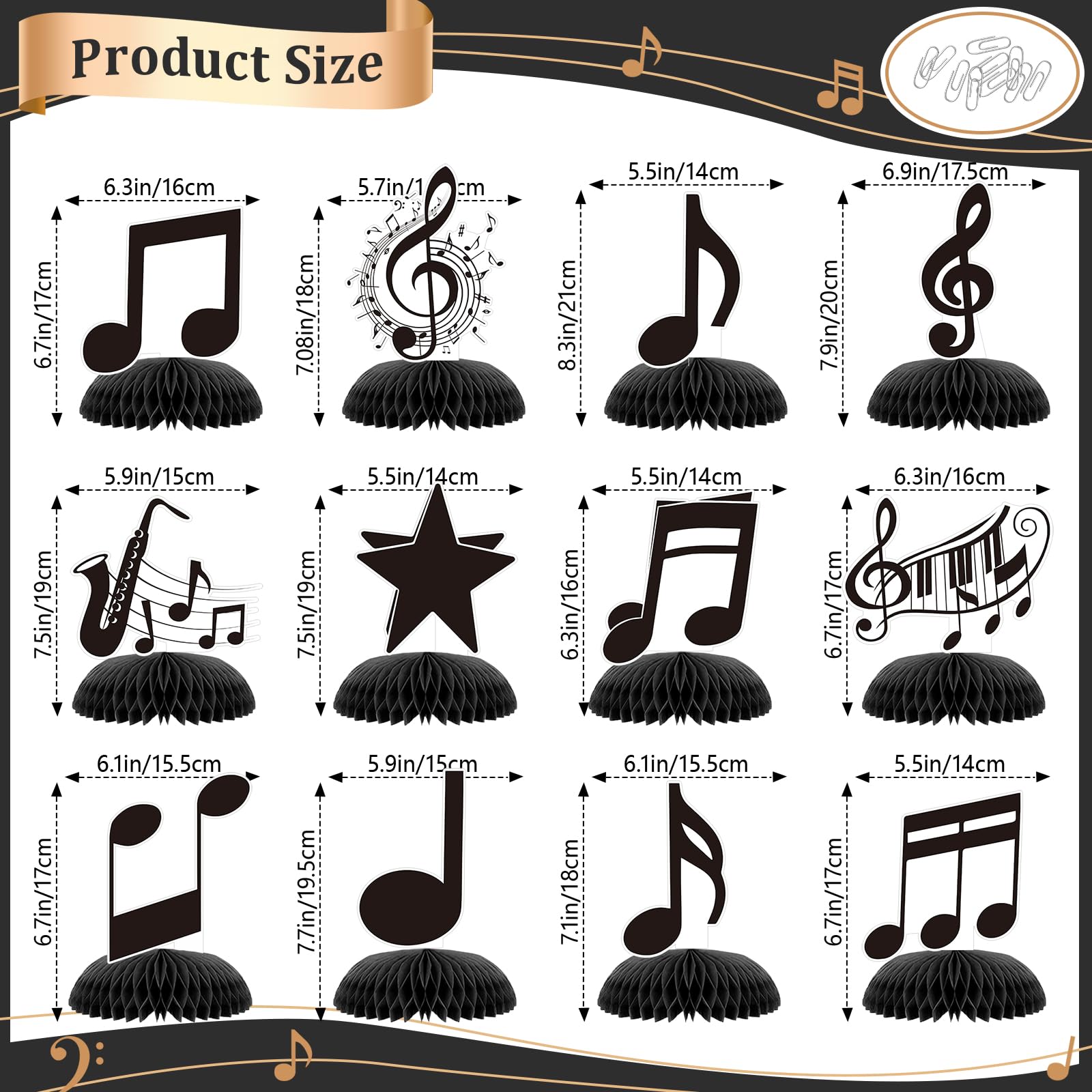 Music Notes Table Honeycomb Centerpieces, Happy Birthday Party Decorations