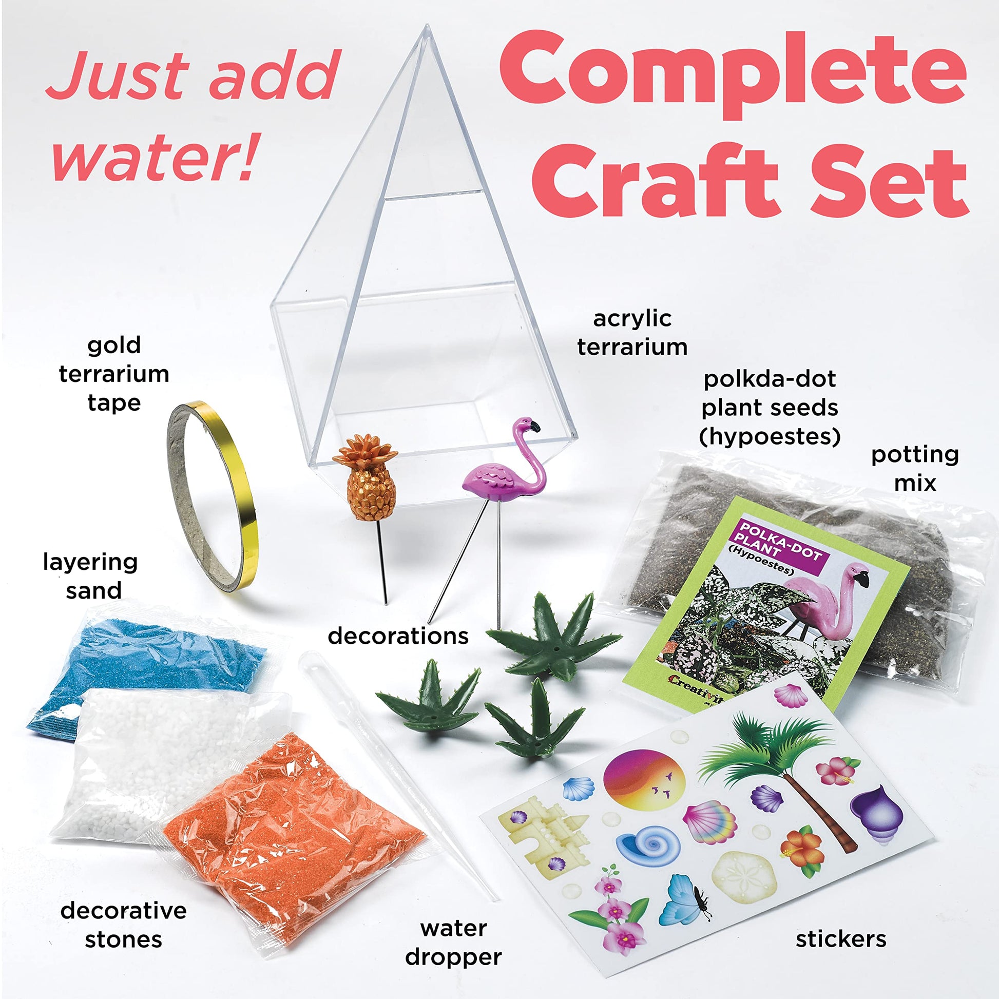 Creativity for Kids Tropical Terrarium Craft Kit - Kids Terrarium Kit, STEAM Activity (Ages 7+)