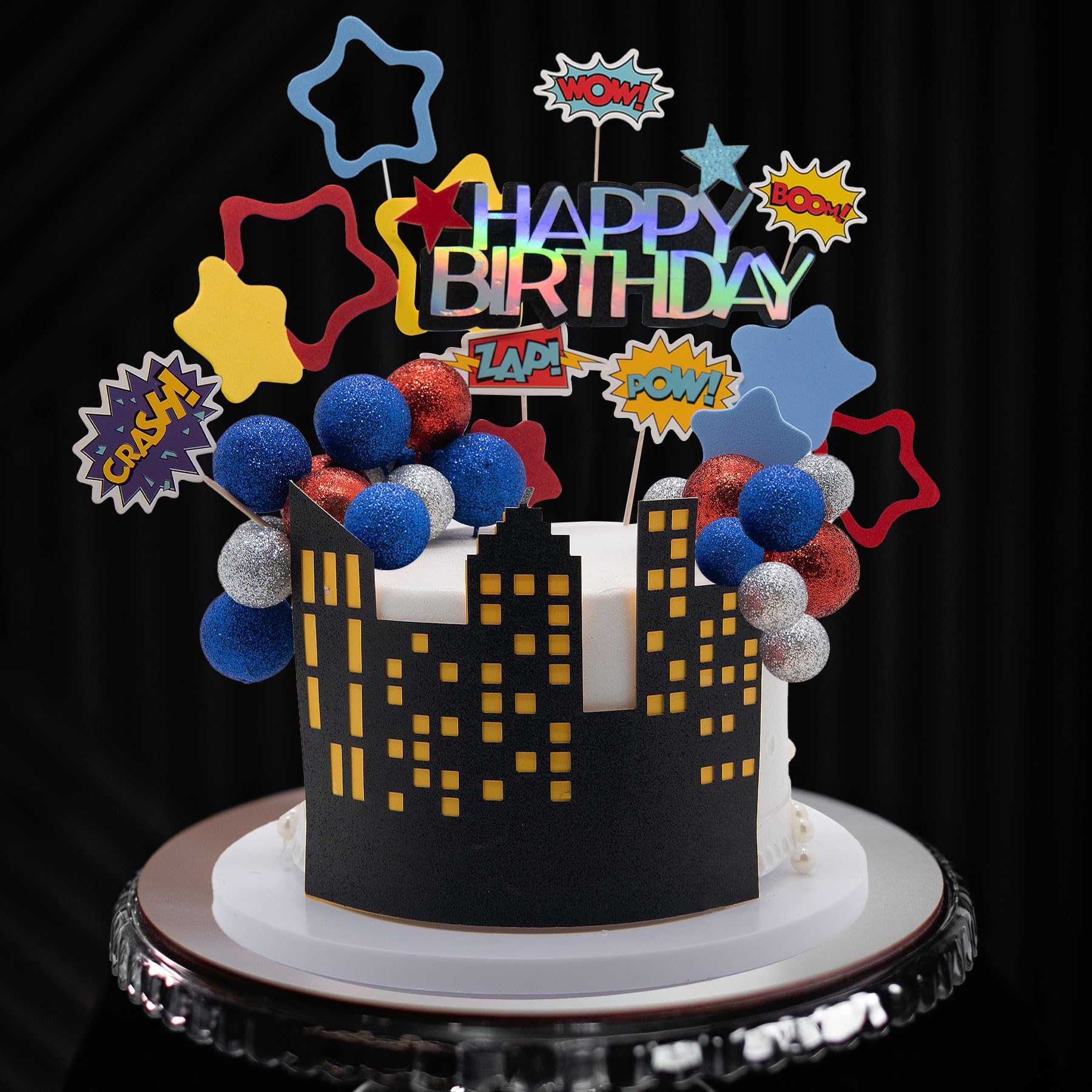 LAST HOE DOWN 51PCS Superhero Themed Birthday Decorations Superhero Birthday Cake Decorations
