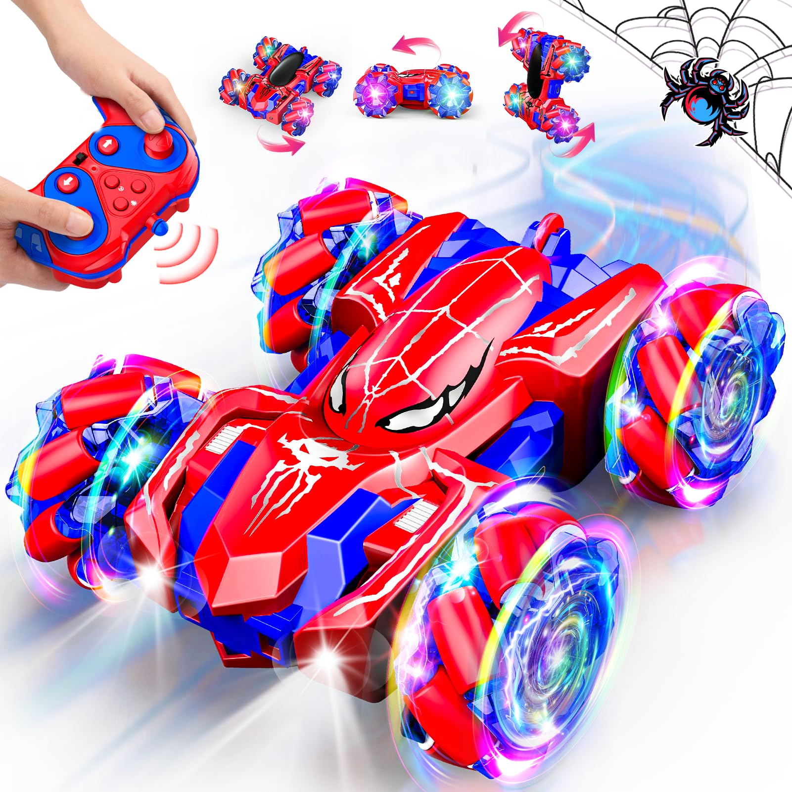Double Sided Remote Control Car for Boys 4-7, 360° Rotating 2.4GHz Fast Stunt Rechargeable 4WD RC Car Toys for Boys 4-6 5-7 8-13 Outdoor Birthday
