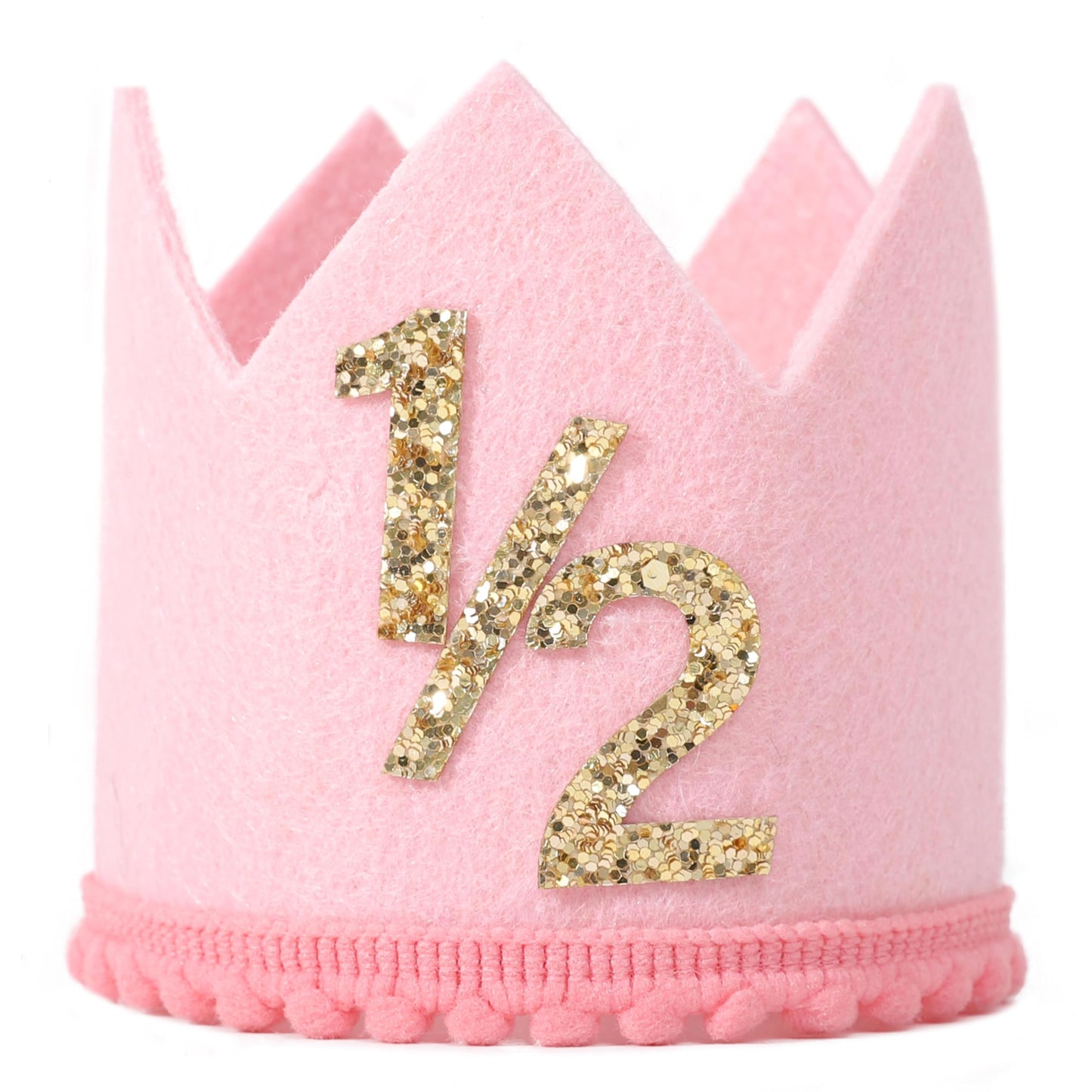 SYESQL Half Birthday Crown - 1/2 Birthday Hat for Baby Girls/Boys (Gold Pink)