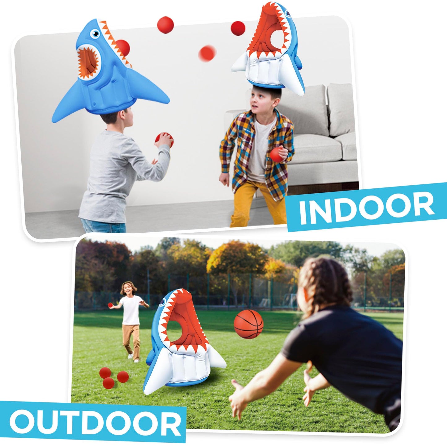 iPlay, iLearn Kids Shark Pool Toy, 3-in-1 Inflatable Floating Pool Game
