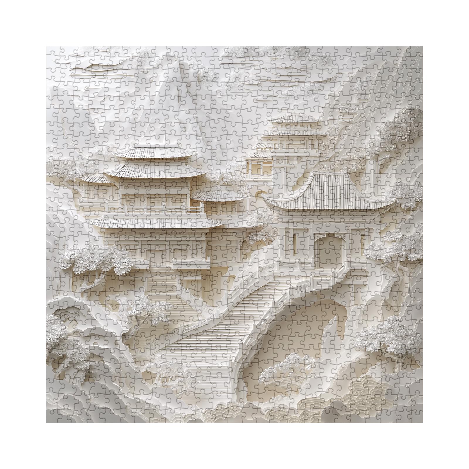 Larkipuzz 3 D White Landscape Paper Cut Puzzles for Adults 1000 Pieces