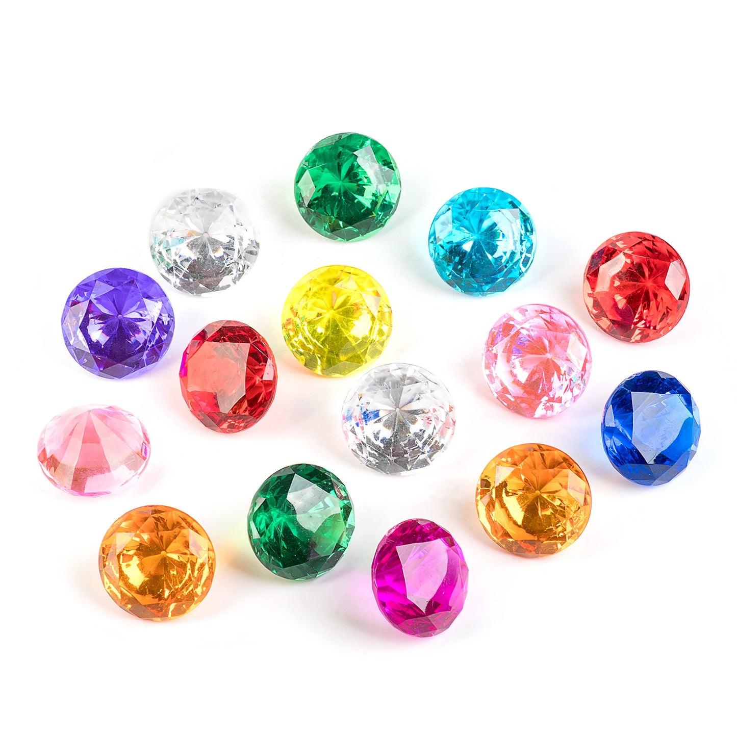 Diving Gem Pool Toy 15 Big Colorful Diamond Set with Big Treasure Chest Pirate Box Underwater Gem Diving Dive Throw Toy Set Swimming Training Gift Toy