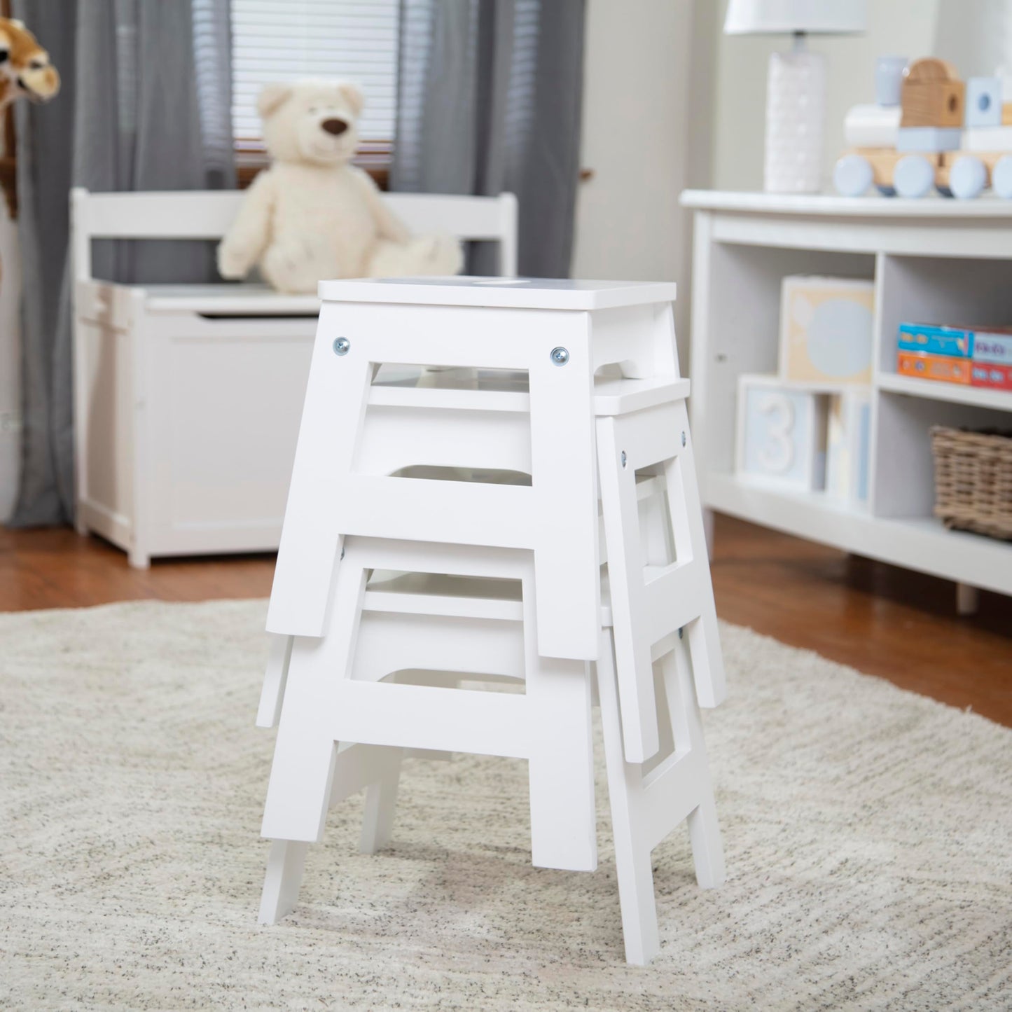Melissa & Doug Wooden Stools - Set of 2 (White)