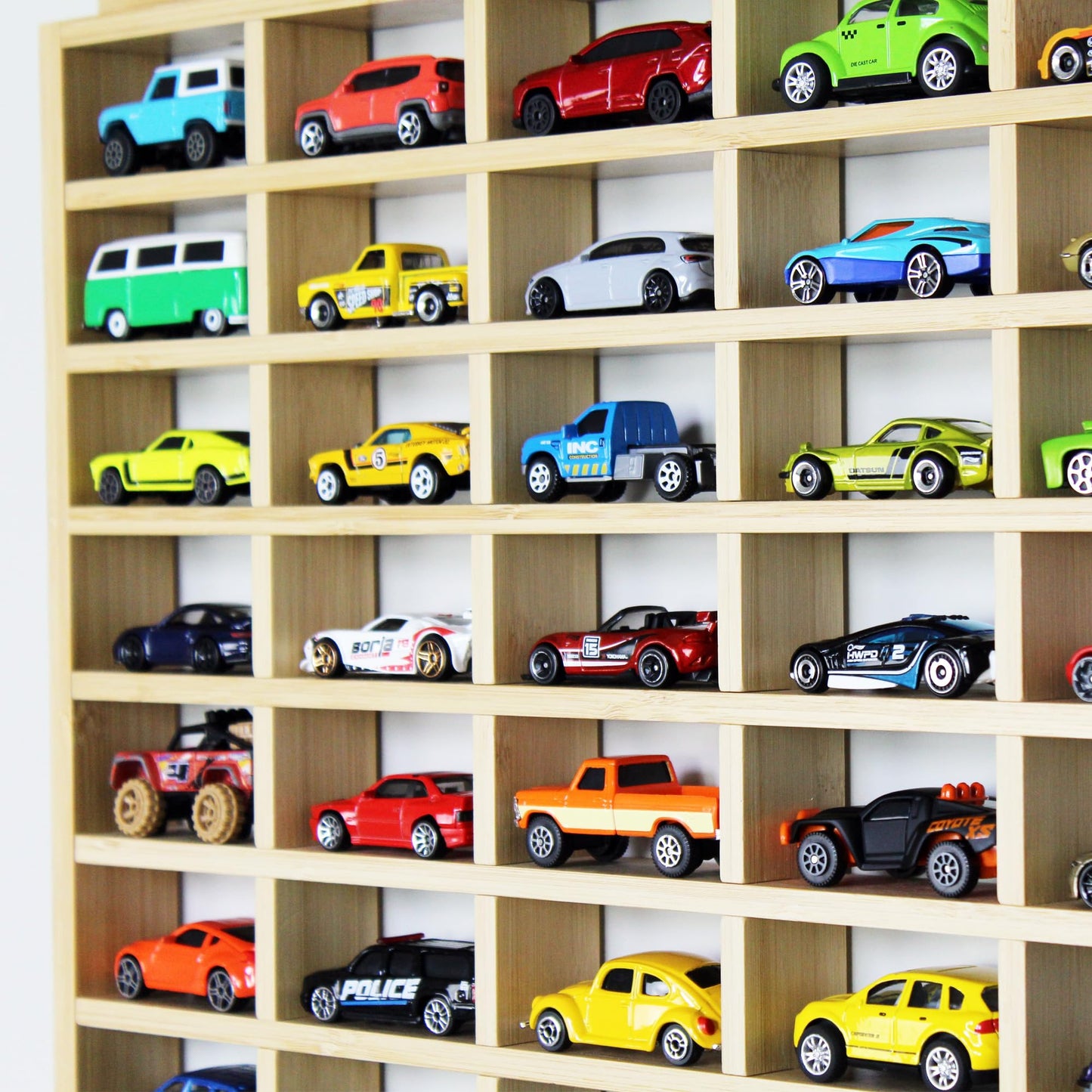 NorthStar Collection Car Garage Toy Shelf Display - Wall Mount for 1/64 Diecast Toy Cars - Wooden Wheels Shelf - Gift for Collectibles - Wall-Mounted