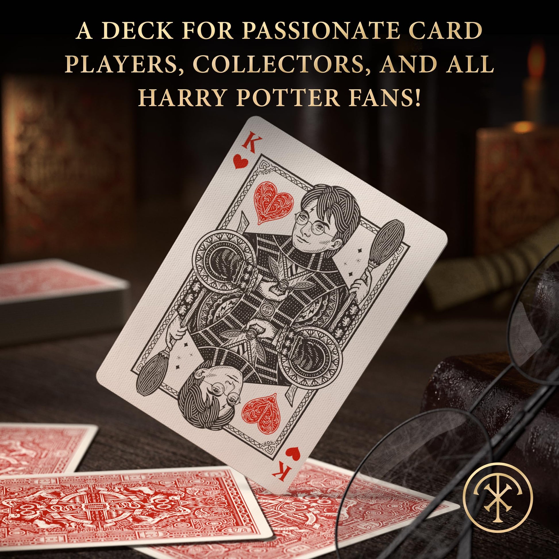 theory11 Harry Potter Playing Cards Red Gryffindor - Wizarding World Poker Deck with Gold Foil, Custom Artwork, Magic, Cardistry, Game Night Gift
