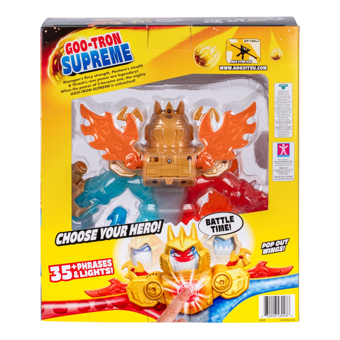 Heroes of Goo Jit Zu Goo-Tron Supreme Superhero Toys, Combines The Power of Blazagon, Pantaro & Thrash in 1 Ultimate Hero, 3 Different Goo Fillings
