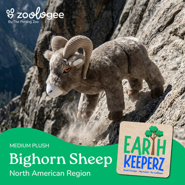 The Petting Zoo Bighorn Sheep Stuffed Animal Plushie, Gifts for Kids, Earth Keeperz Wildlife Animals, Zoologee Brown Bighorn Sheep Plush Toy, 12