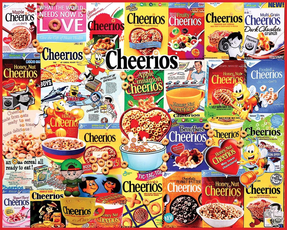 White Mountain 1000 Piece Jigsaw Puzzle Cereal Box Collage, Cheerios