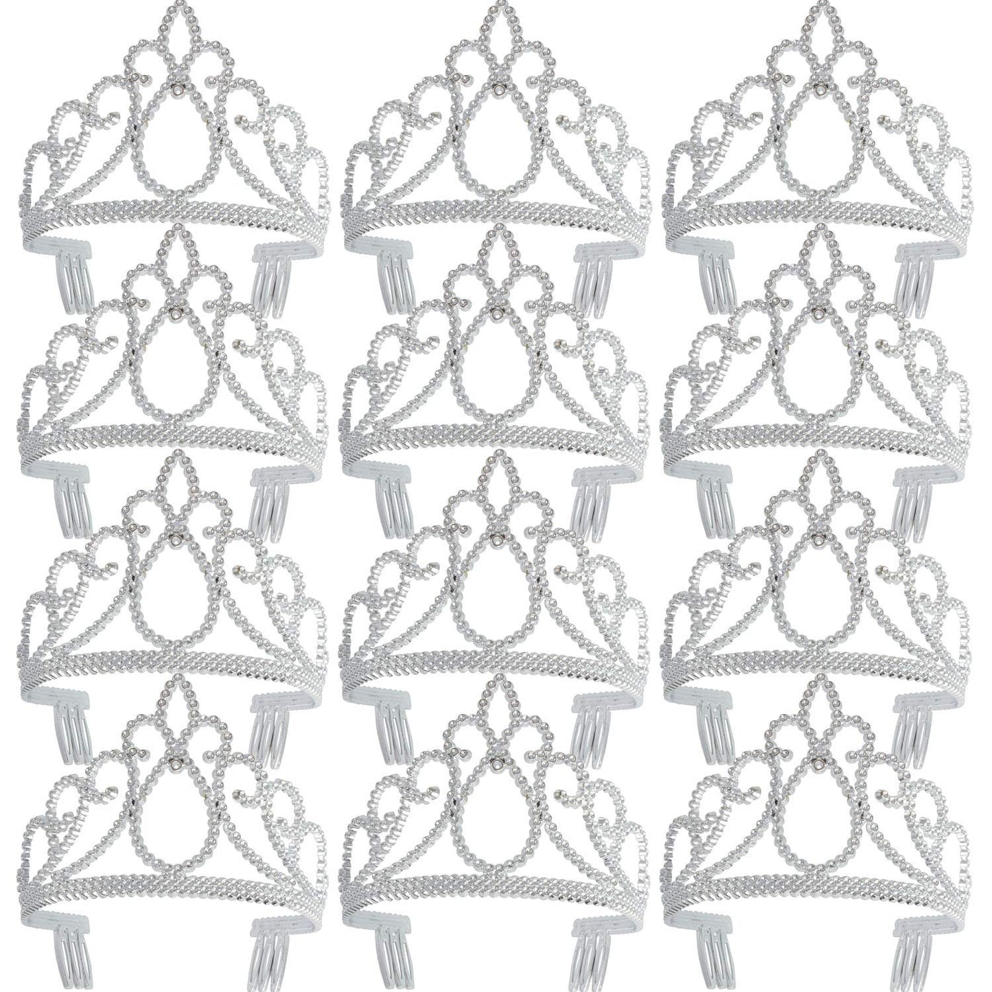 XiangGuanQianYing 12 Pieces Dress up Crowns Princess Crowns and Tiaras Dress up Costume Party Favor Accessories Silver Tiaras for Little Girls
