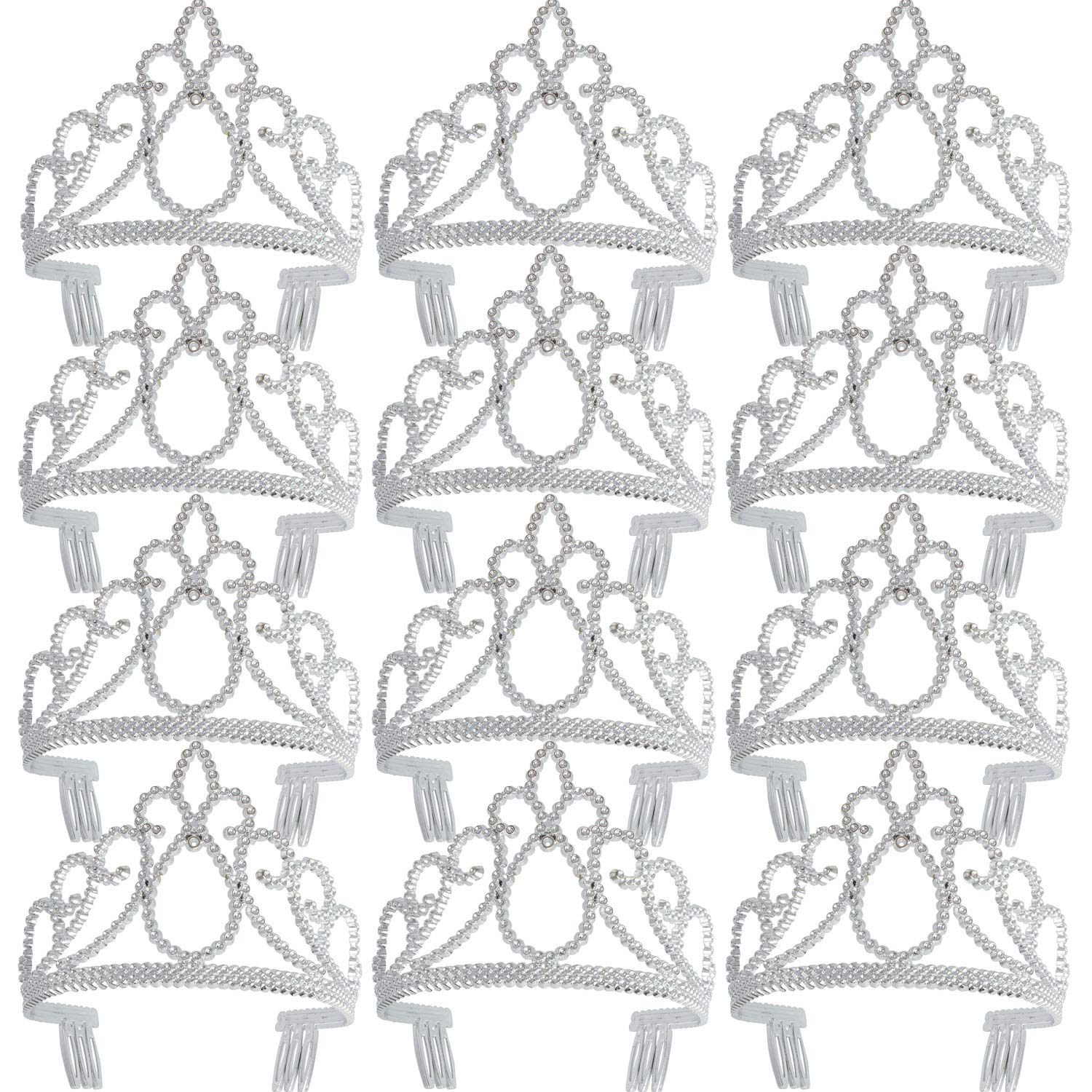 XiangGuanQianYing 12 Pieces Dress up Crowns Princess Crowns and Tiaras Dress up Costume Party Favor Accessories Silver Tiaras for Little Girls