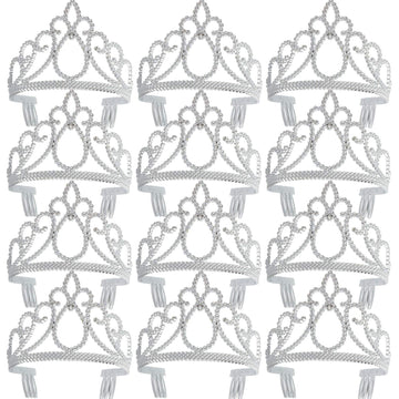 XiangGuanQianYing 12 Pieces Dress up Crowns Princess Crowns and Tiaras Dress up Costume Party Favor Accessories Silver Tiaras for Little Girls