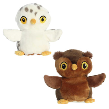 Aurora® Eco-Friendly Eco Nation™ Reversible Eco Pairs: Snowy Owl and Barn Owl Stuffed Animal - Environmental Consciousness - Recycled Materials - 6.5