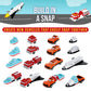 Popular Playthings Magnetic Vehicles for Toddlers 1-3, Mini Mix or Match Car Toys, Snap?Together Interchangeable Parts for Creative Play