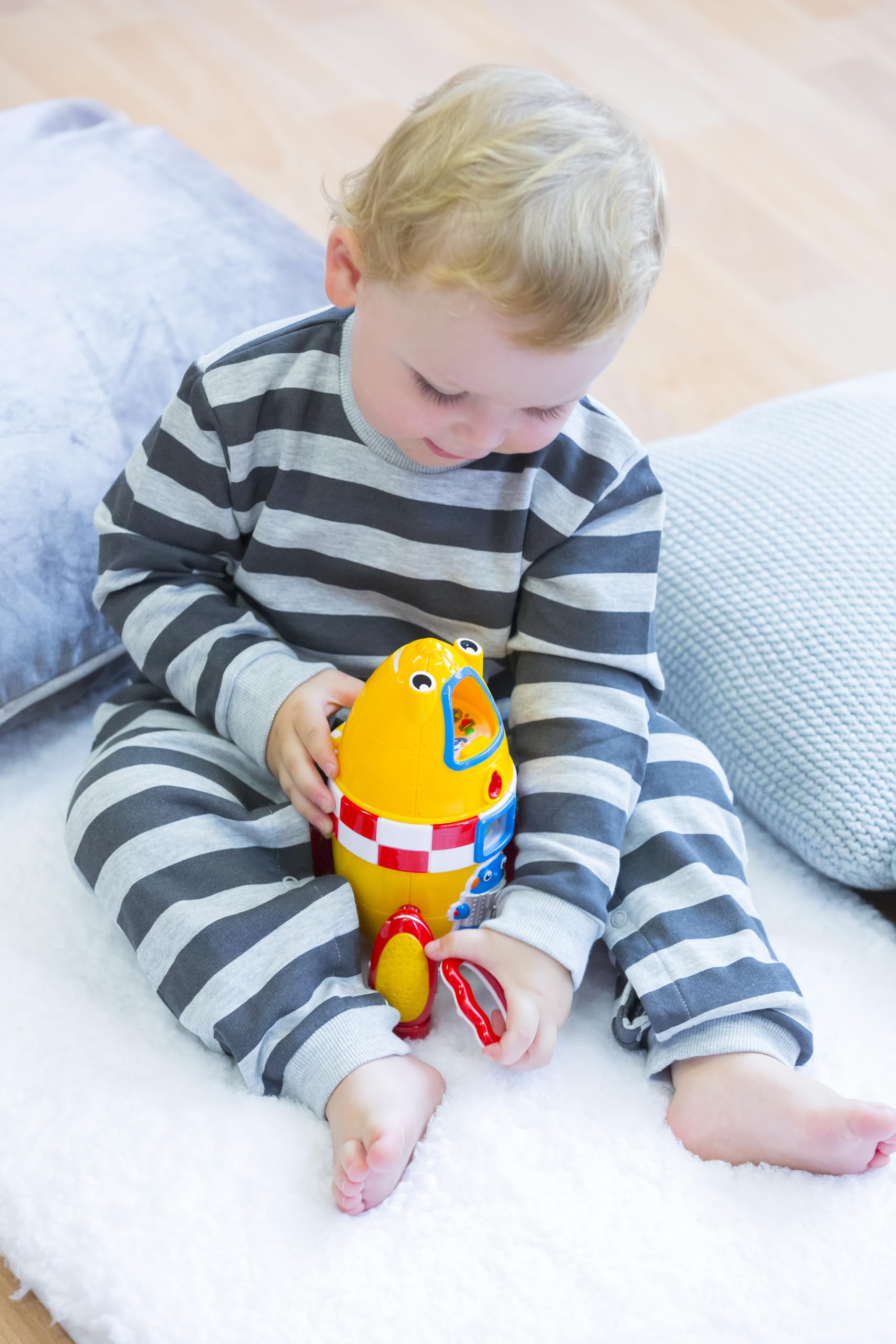 WOW Toys Ronnie the Rocket - Friction Powered Space Rocket with Astronaut & Countdown Sounds | No Batteries, Durable Toddler Toy for Ages 1-5