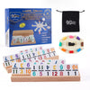 PUREPLAY Mexican Train Dominoes Set with Numbers - Double 12 Colored Number Dominoes - 91 Tiles, 9 Trains, 4 Wooden Trays & Storage Bag for 2-8