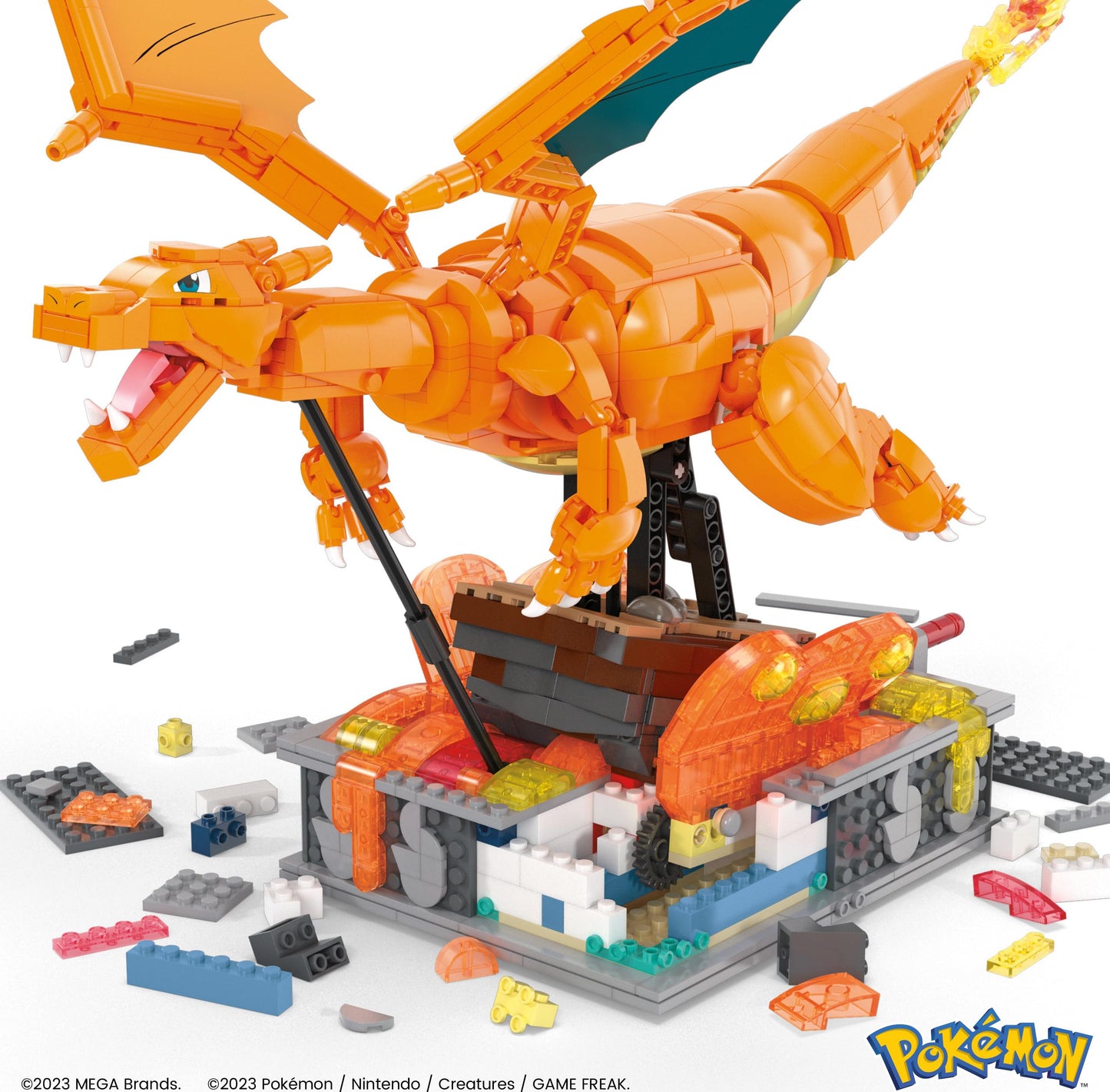 MEGA Pokémon Building Toys Set Motion Charizard with 1664 Pieces and Wing Movement, for Adult Collectors