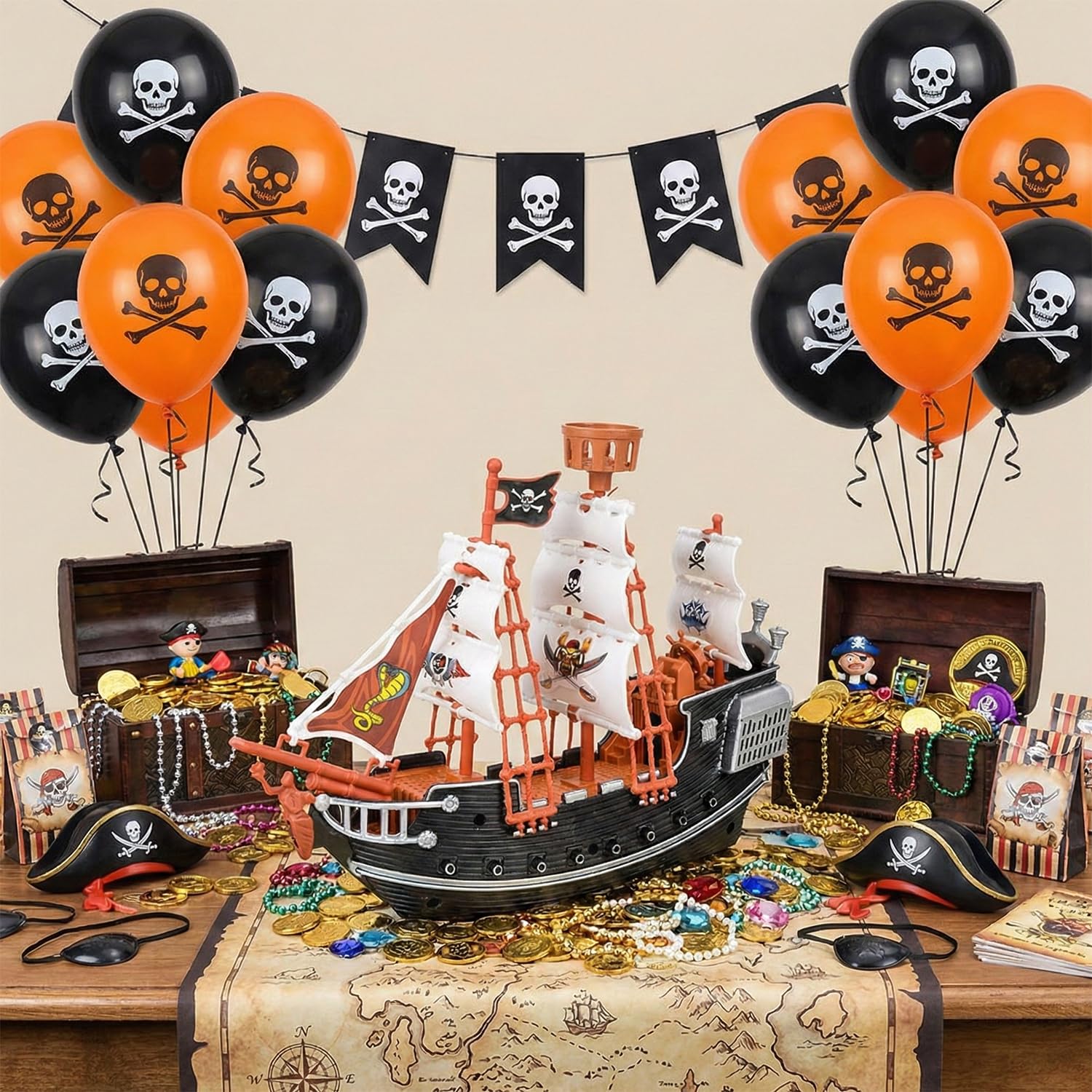 Rhode Island Novelty 10 Inch Pirate Boat, One Per Order
