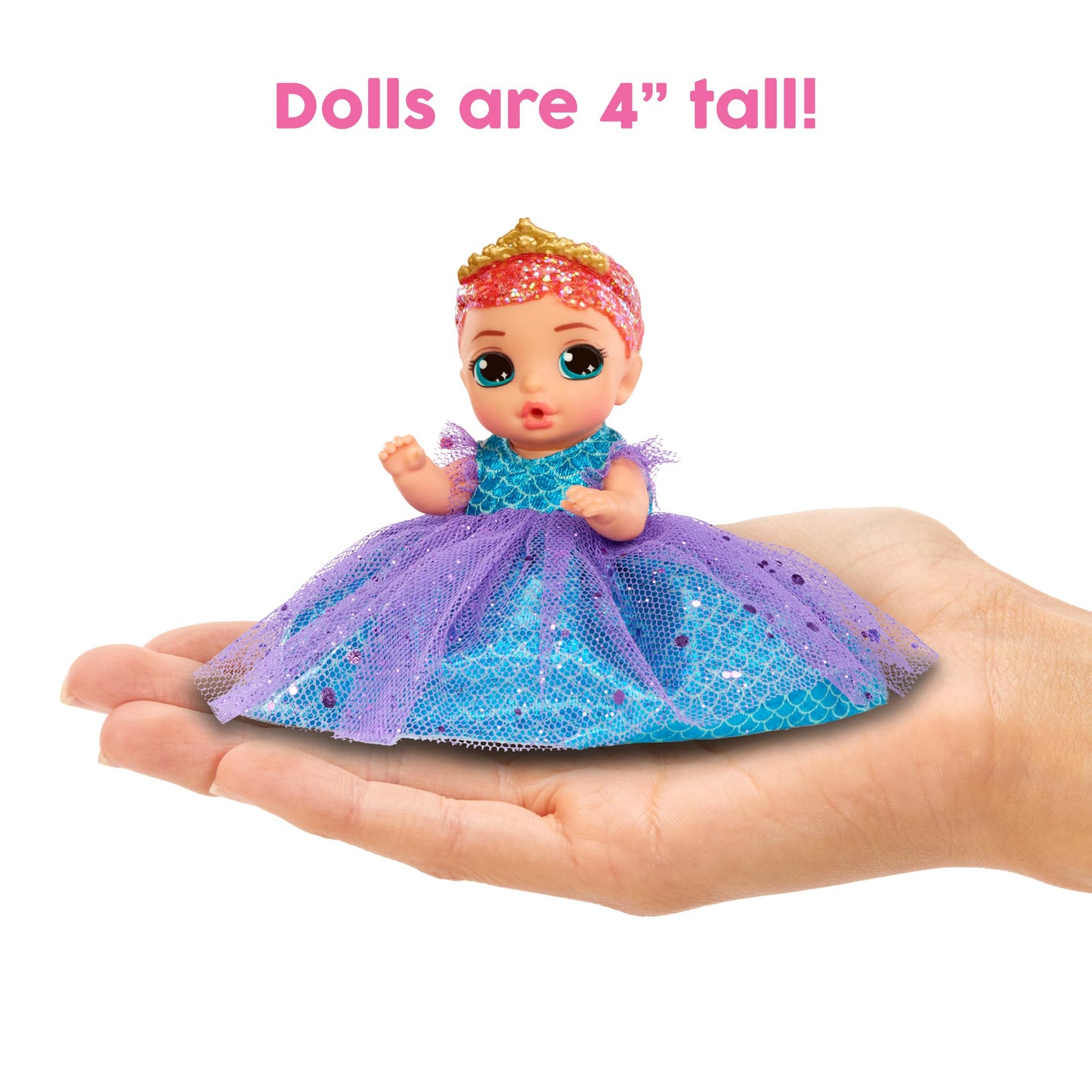 Baby Born Surprise Small Dolls Series 9 - Unwrap Surprise Collectible Baby Doll with 3 Water Surprises, Princess-Themed Dress, Color Change Diaper