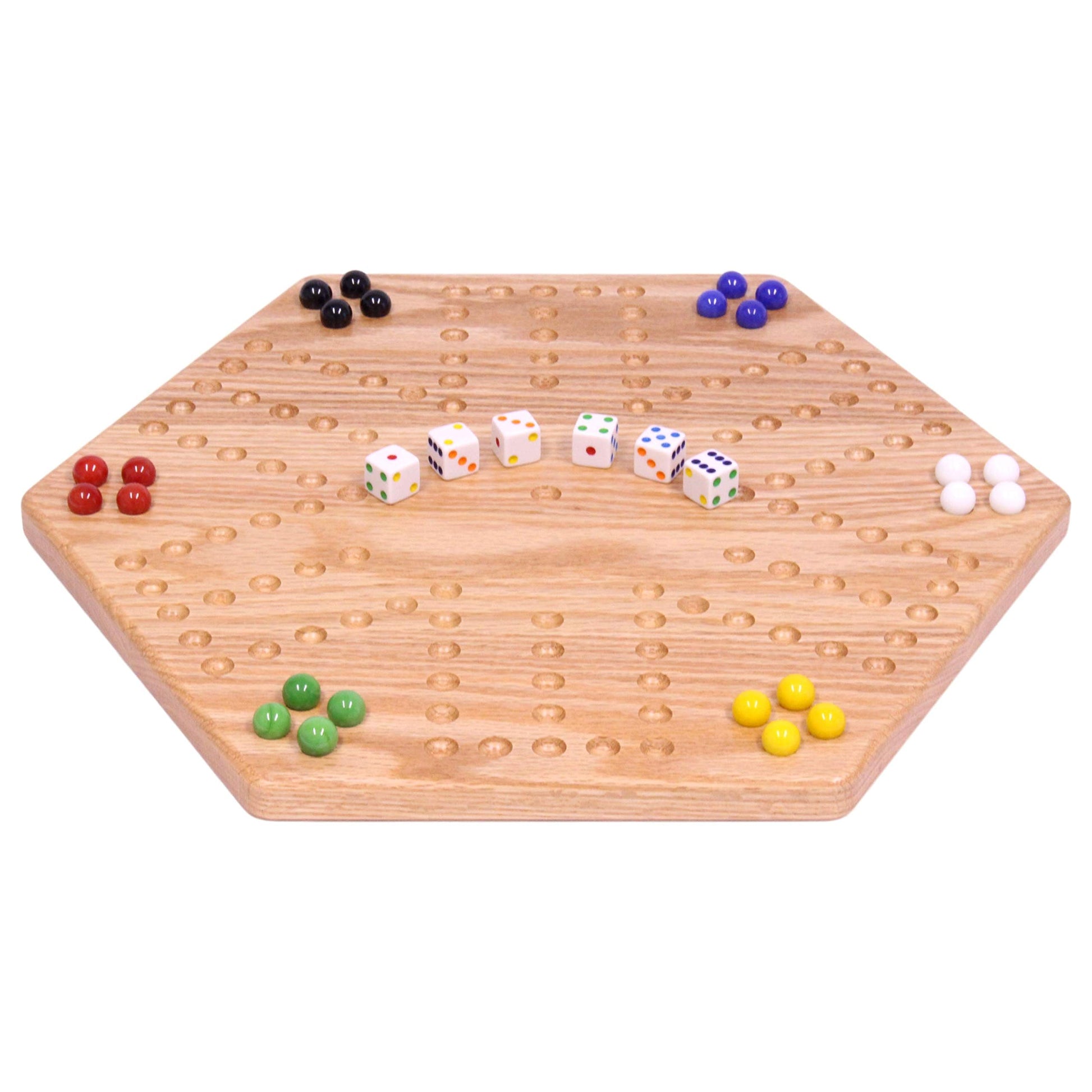 AmishToyBox.com Wooden Wahoo Marbles Game Board Set, Unpainted Holes, 16" Wide