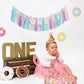 Donut 1 Years Old Birthday Banner - Sweet One Birthday Party Decorations, Soft Ribbon Ballet Skirt Set, Rainbow High Chair Garland, Sweet One Year