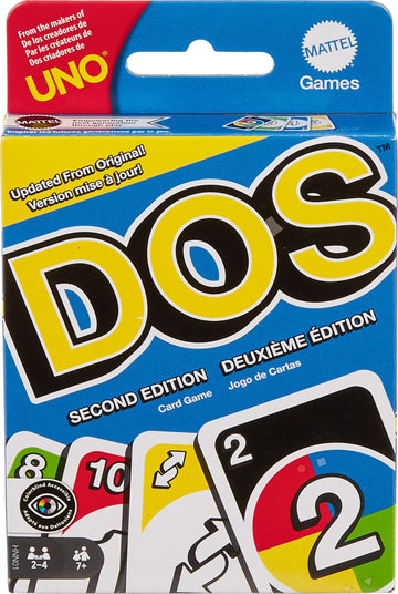 Mattel Games DOS Second Edition Card Game for Kids & Families, Color Blind Accessible Deck for Groups & Parties
